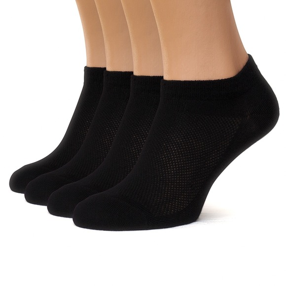 Duna Accessories - Black Thin Breathable Cotton Low Cut Ankle Running socks for Women Men, 4 Pack